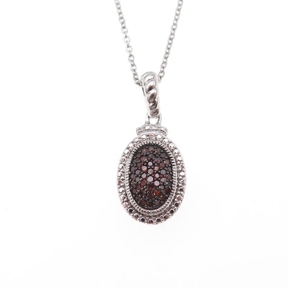 Joseph Schmid 925 Sterling Silver Real Red Diamond Cable Chain Necklace 18"