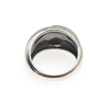 925 Sterling Silver Vintage S&G Modernist Wavy Dome Oxidized Ring Size 6.25