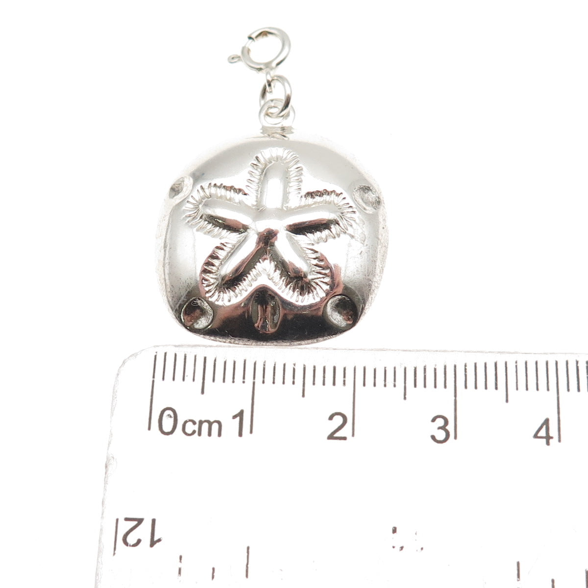 SX Sally C Sterling Silver Vintage Sand Dollar Spring Ring Lock Charm Pendant