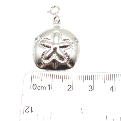SX Sally C Sterling Silver Vintage Sand Dollar Spring Ring Lock Charm Pendant