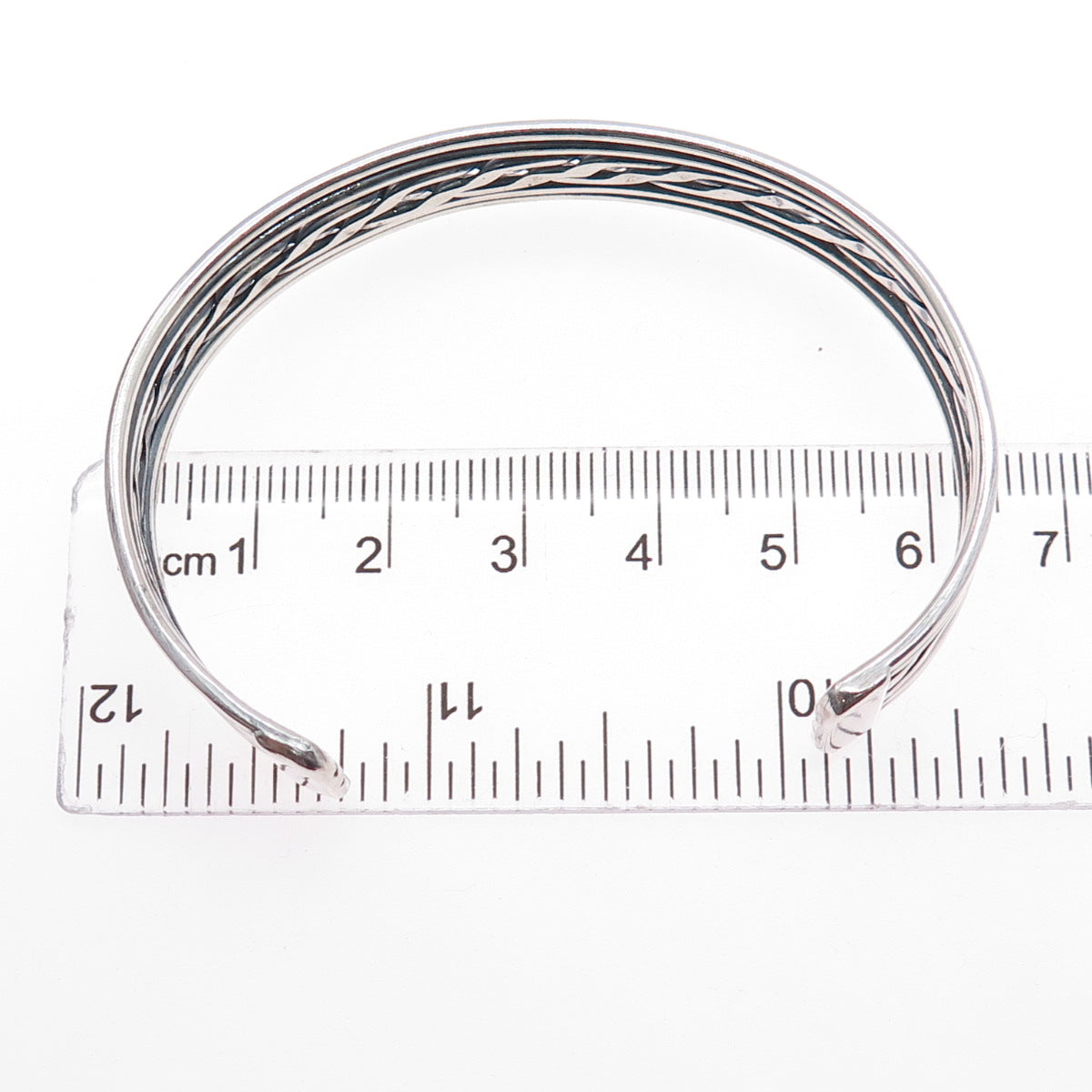 925 Sterling Silver Vintage Oxidized Braided Adjustable Cuff Bracelet 6.5"