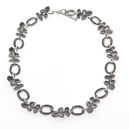 Bill Blass 925 Sterling Silver 18K Gold Vintage Modernist Floral Necklace 16"