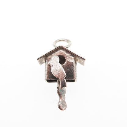 925 Sterling Antique Art Deco Mexico Birdhouse Articulated 3D Mini Charm Pendant