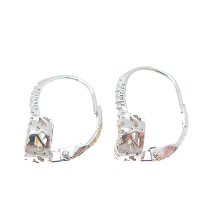 925 Sterling Silver White & Lemon Round-Cut Shaped C Z Earrings