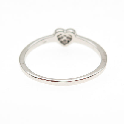 925 Sterling Silver Round-Cut C Z Heart Ring Size 8