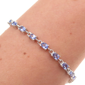 925 Sterling Silver Real Oval-Cut Tanzanite Bracelet 7-8"