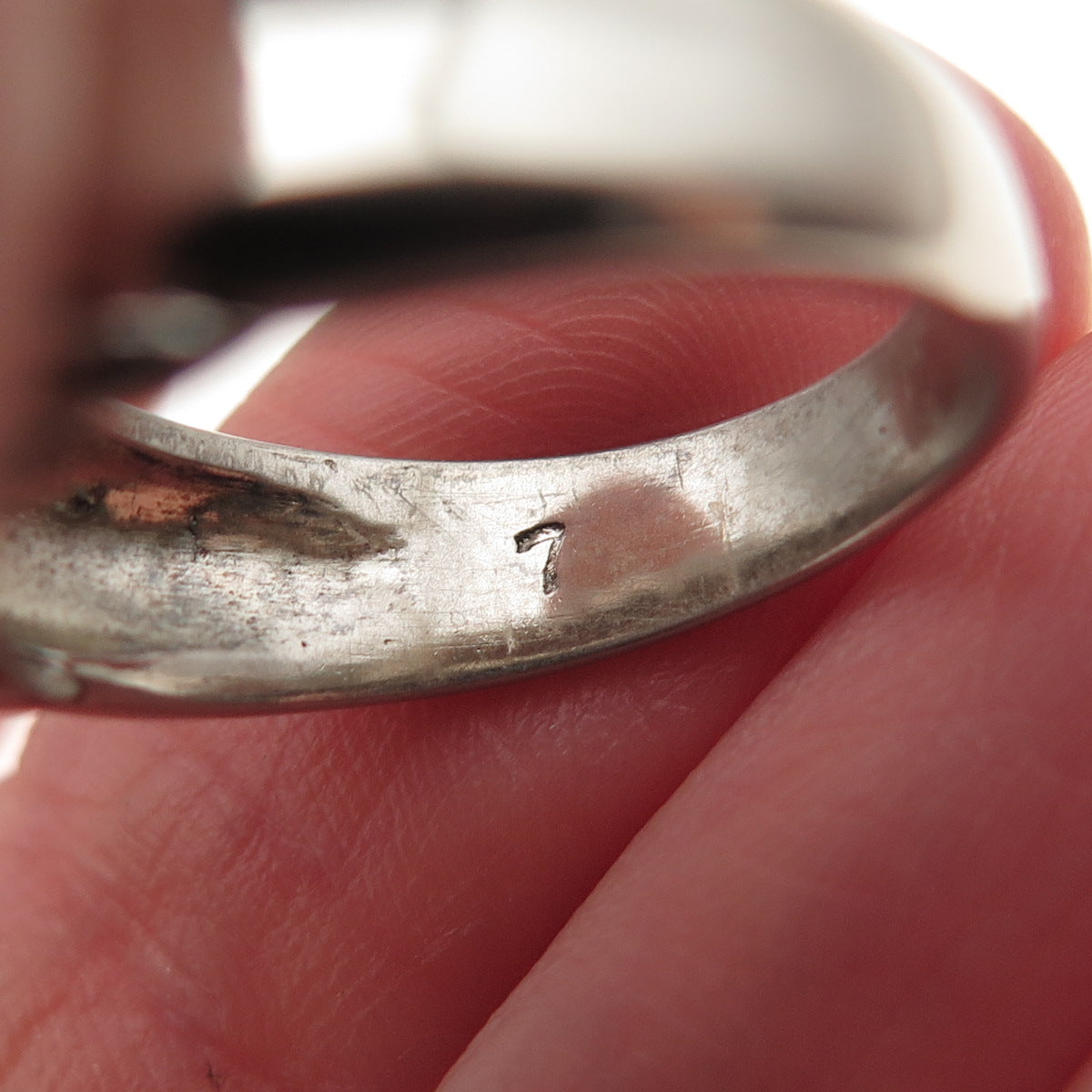 925 Sterling Silver Vintage Modernist Ribbed Oxidized Ring Size 7.25