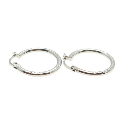 925 Sterling Silver Engraved Hinged Hoop Earrings