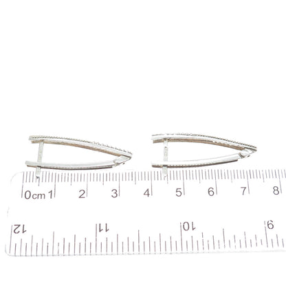 925 Sterling Silver & 9K Gold Vintage European Round-Cut C Z In & Out Earrings