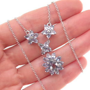 Chuck Clemency 925 Sterling Silver Real Tanzanite Cable Chain Necklace 18"