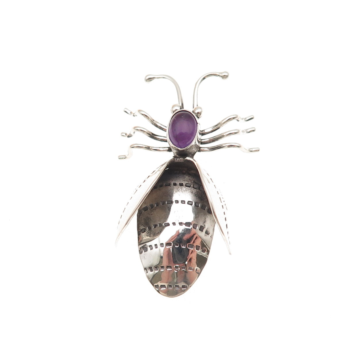 Edison Largo Navajo Old Pawn 925 Sterling Silver Vintage Amethyst Bee Pin Brooch