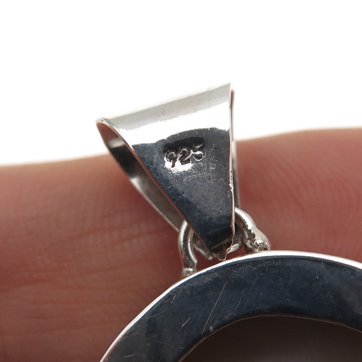 925 Sterling Silver Vintage Real MOP & Amethyst Modernist Pendant