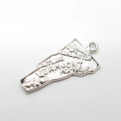 925 Sterling Silver Vintage "Vermont" State Map Charm Pendant