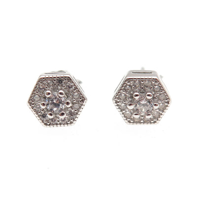 925 Sterling Silver Round-Cut C Z Stud Earrings