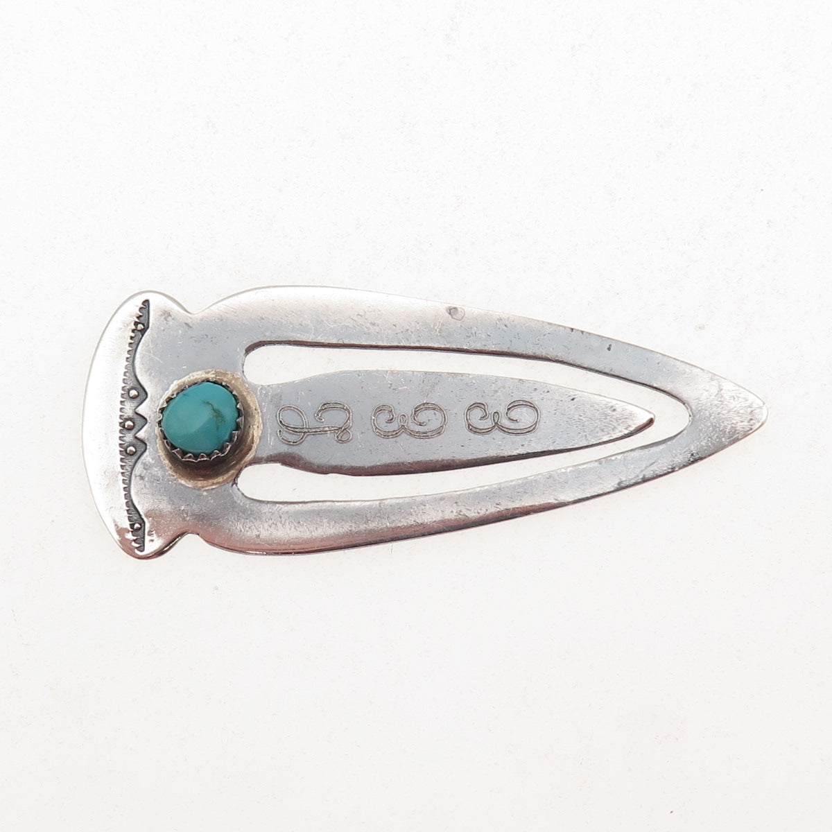 Old Pawn Sterling Silver Vintage Southwestern Turquoise LEE Monogram Bookmark