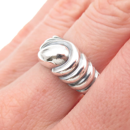 Lotus 999 Fine Silver Vintage Modernist Teardrop Oxidized Ring Size 7