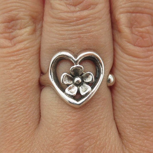 JORMA LAINE TURUN HOPEA 830H Silver Vintage Flower Adjustable Ring Size 6.5