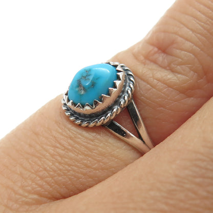 JAMES MASON NAVAJO Old Pawn 925 Sterling Morenci Turquoise Snake Eye Ring Size 4