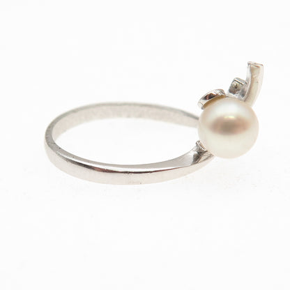 Tasaki 925 Sterling Silver Vintage Japan Real Akoya Pearl Ring Size 6.25
