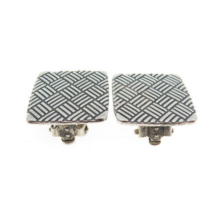 925 Sterling Silver Vintage Mexico Modernist Geometric Clip On Earrings