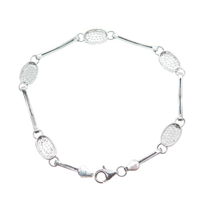 925 Sterling Silver Round-Cut Shaped C Z Bar Link Bracelet 7"