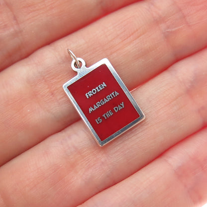 925 Sterling Silver Enamel Frozen Margarita Is The Day Minimalist Charm Pendant