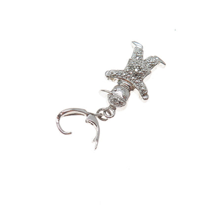 925 Sterling Silver Real Round-Cut Diamond Boy Charm Pendant