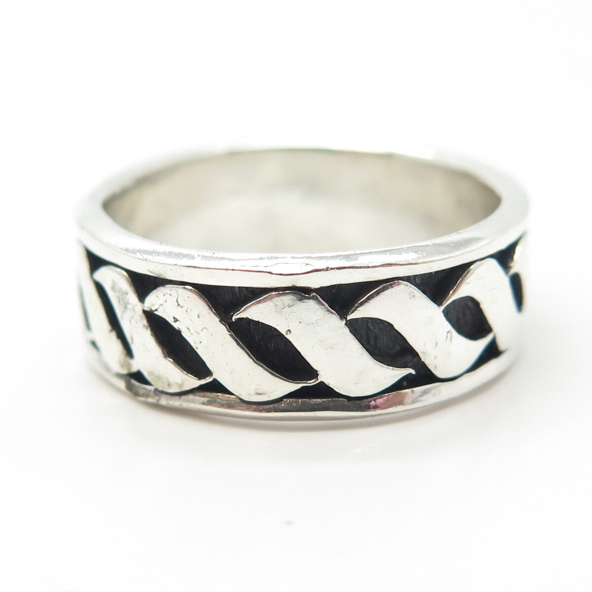 925 Sterling Silver Vintage Braided Band Ring Size 10.75