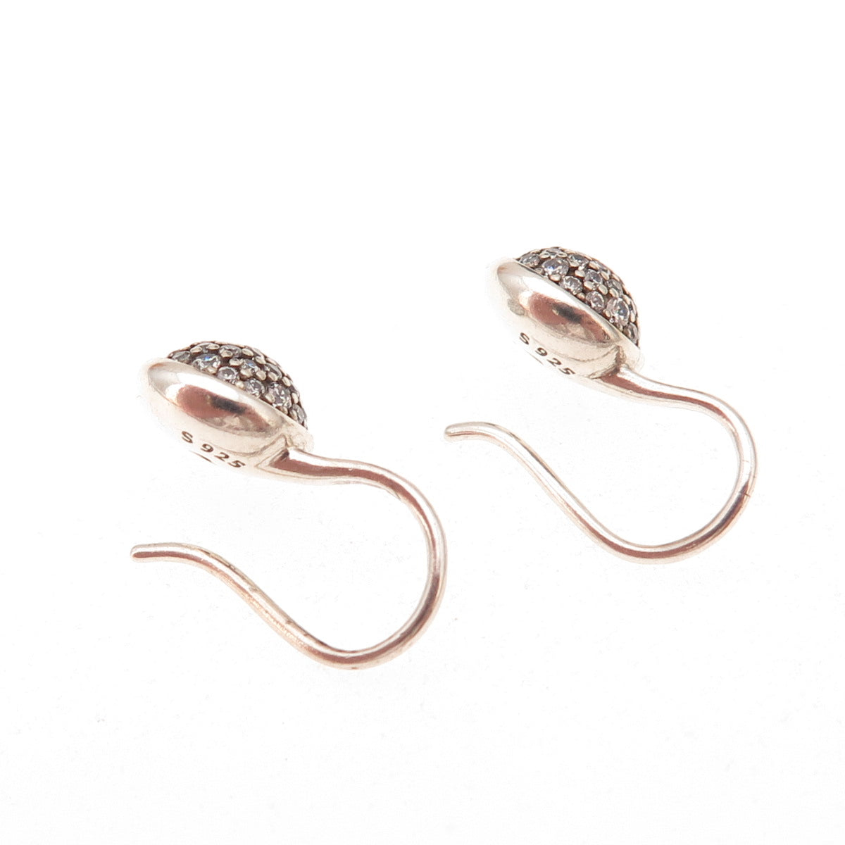 Pandora 925 Sterling Silver Round-Cut C Z Earrings