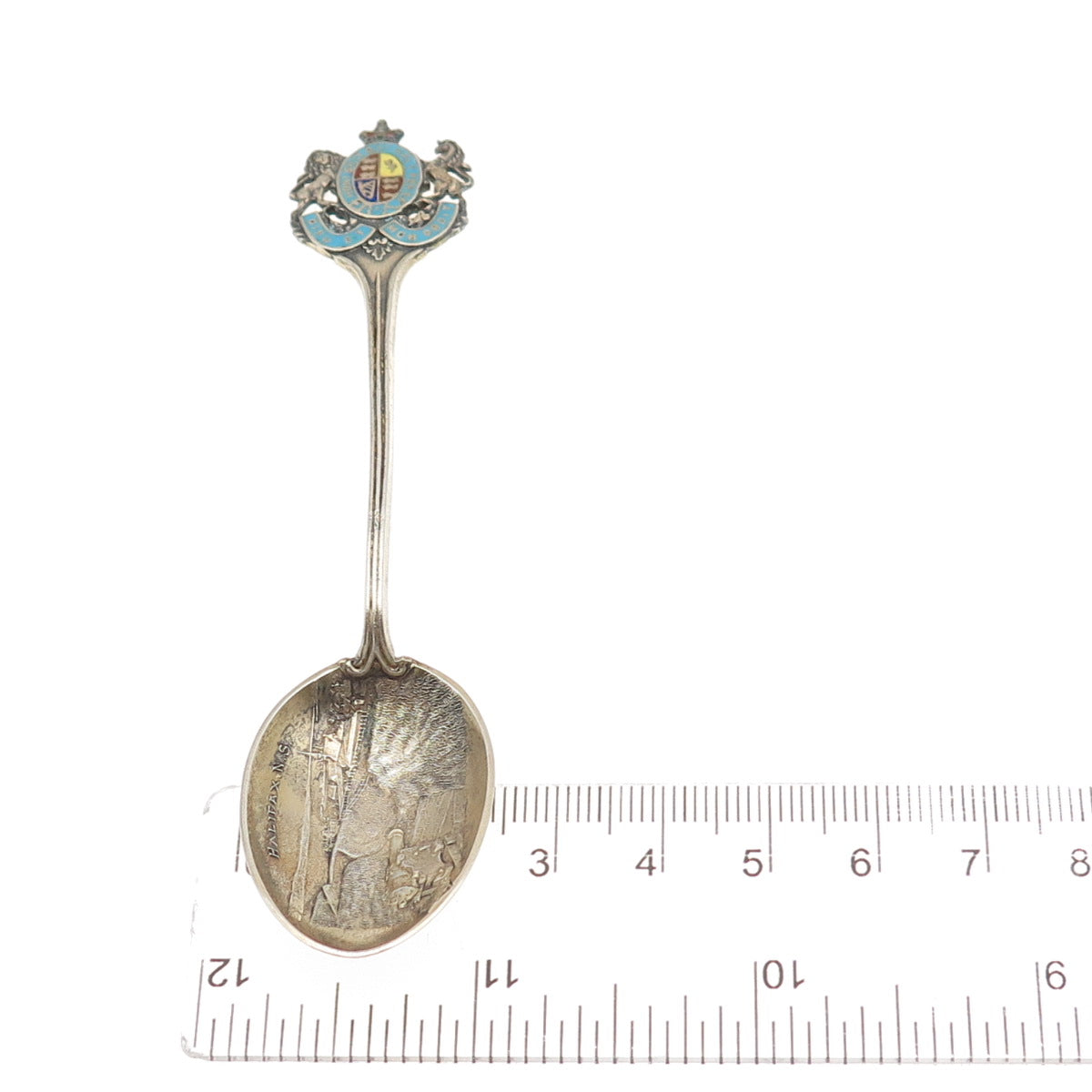 925 Sterling Antique Art Deco Canada Enamel Halifax Coat of Arms Coffee Spoon