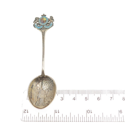 925 Sterling Antique Art Deco Canada Enamel Halifax Coat of Arms Coffee Spoon