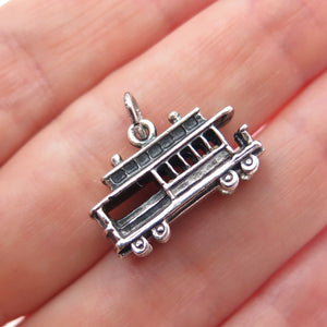 DANECRAFT Sterling Silver Vintage San Francisco Cable Car Mini 3D Charm Pendant