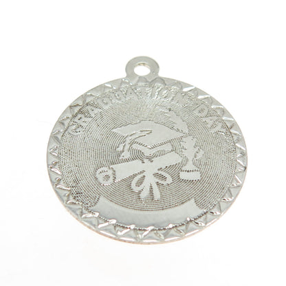 925 Sterling Silver Vintage Graduation Round Charm Pendant