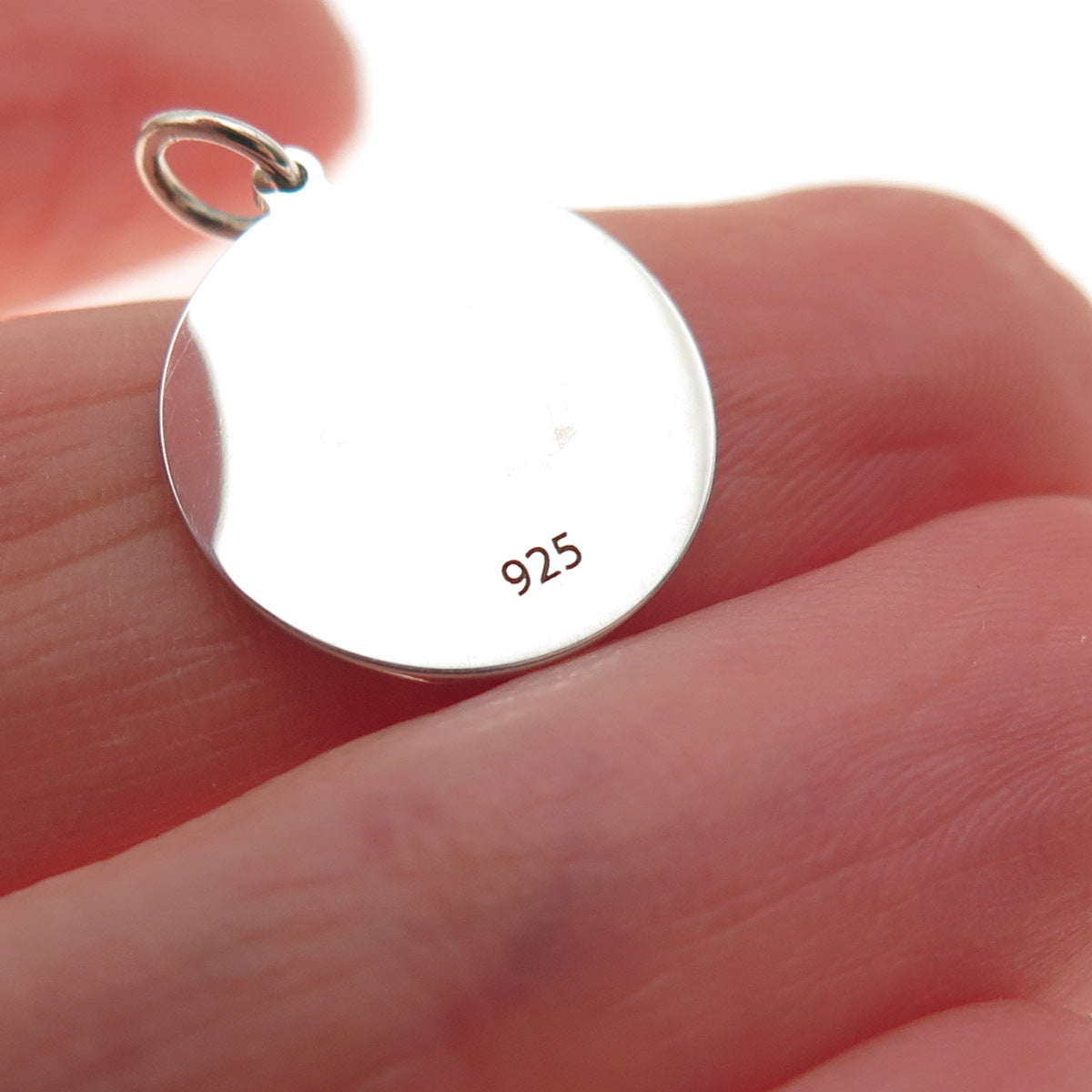 925 Sterling Silver Turquoise Enamel USA Map Round Tag Mini Charm Pendant