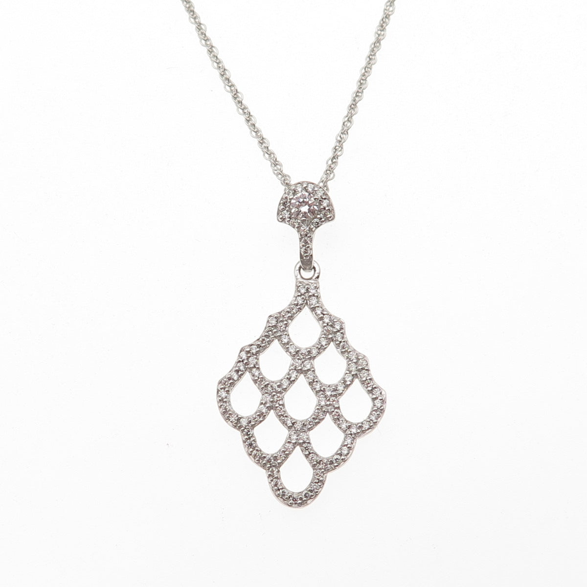 NJO Designs 925 Sterling Silver Dublin C Z Twisted Rope Chain Necklace 16-18"