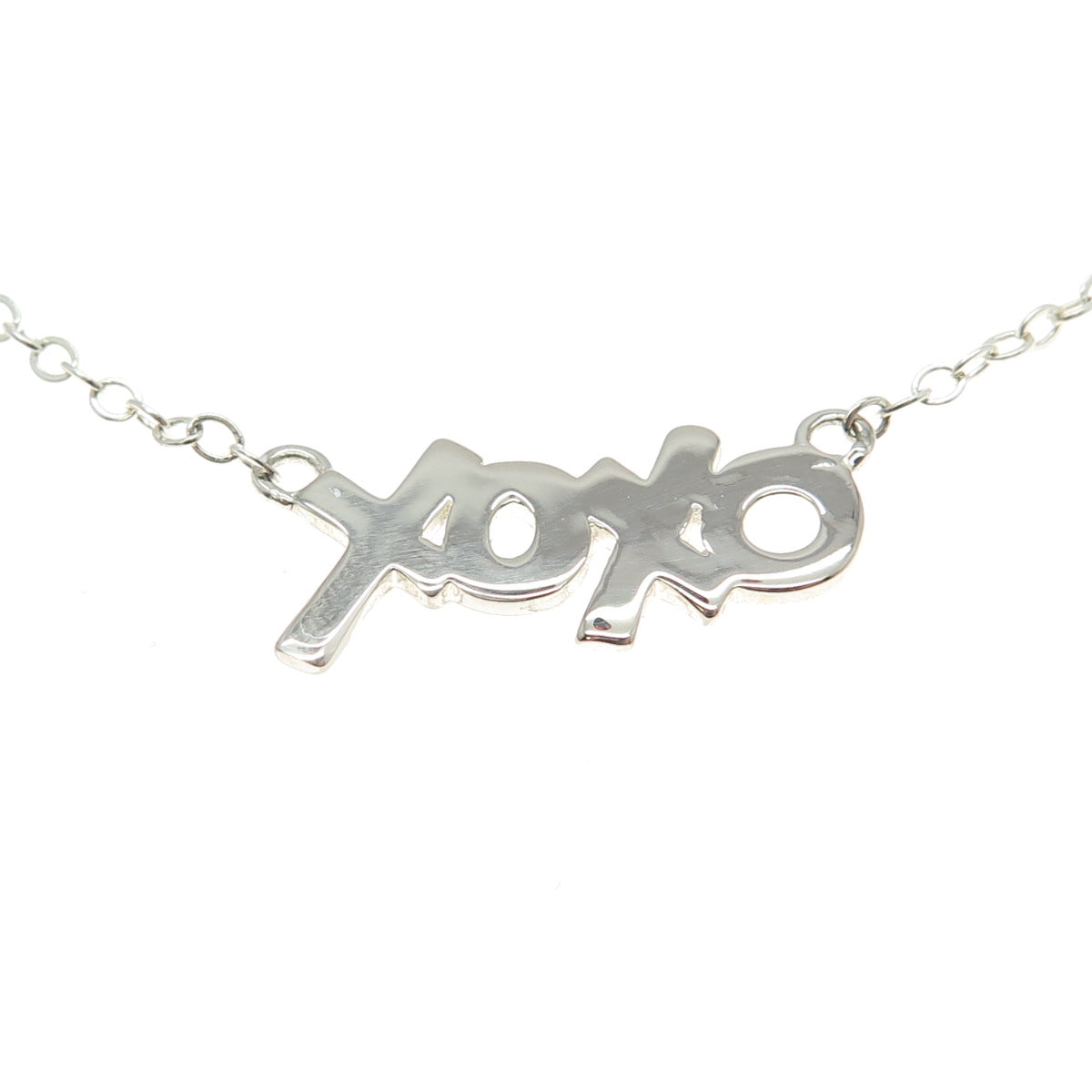 925 Sterling Silver "XOX" Hugs & Kisses Rolo Chain Necklace 16"