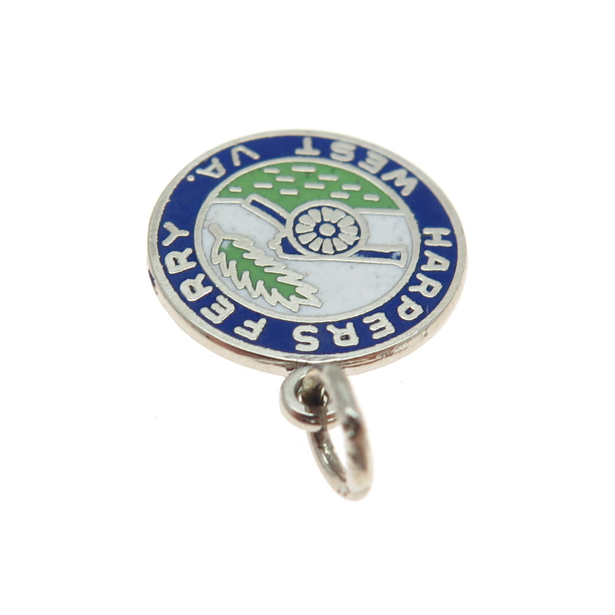 925 Sterling Silver Vintage Enamel Harpers Ferry West VA Charm Pendant