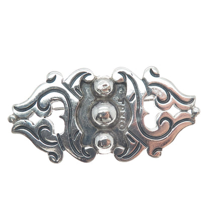 RAFAEL MELENDEZ 925 Sterling Silver Vintage Mexico Modernist Oxidized Pin Brooch