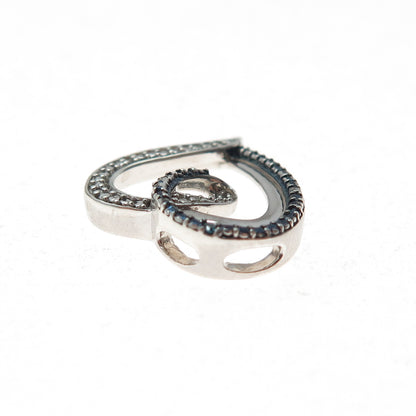 JANE SEYMOUR Sterling Silver Real Blue & White Diamond Heart Mini Slide Pendant