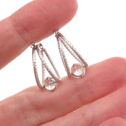 925 Sterling Silver Round-Cut C Z Hoop Earrings