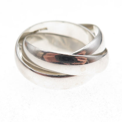 Pranda 925 Sterling Silver Vintage Interlocked Trinity Band Ring Size 7
