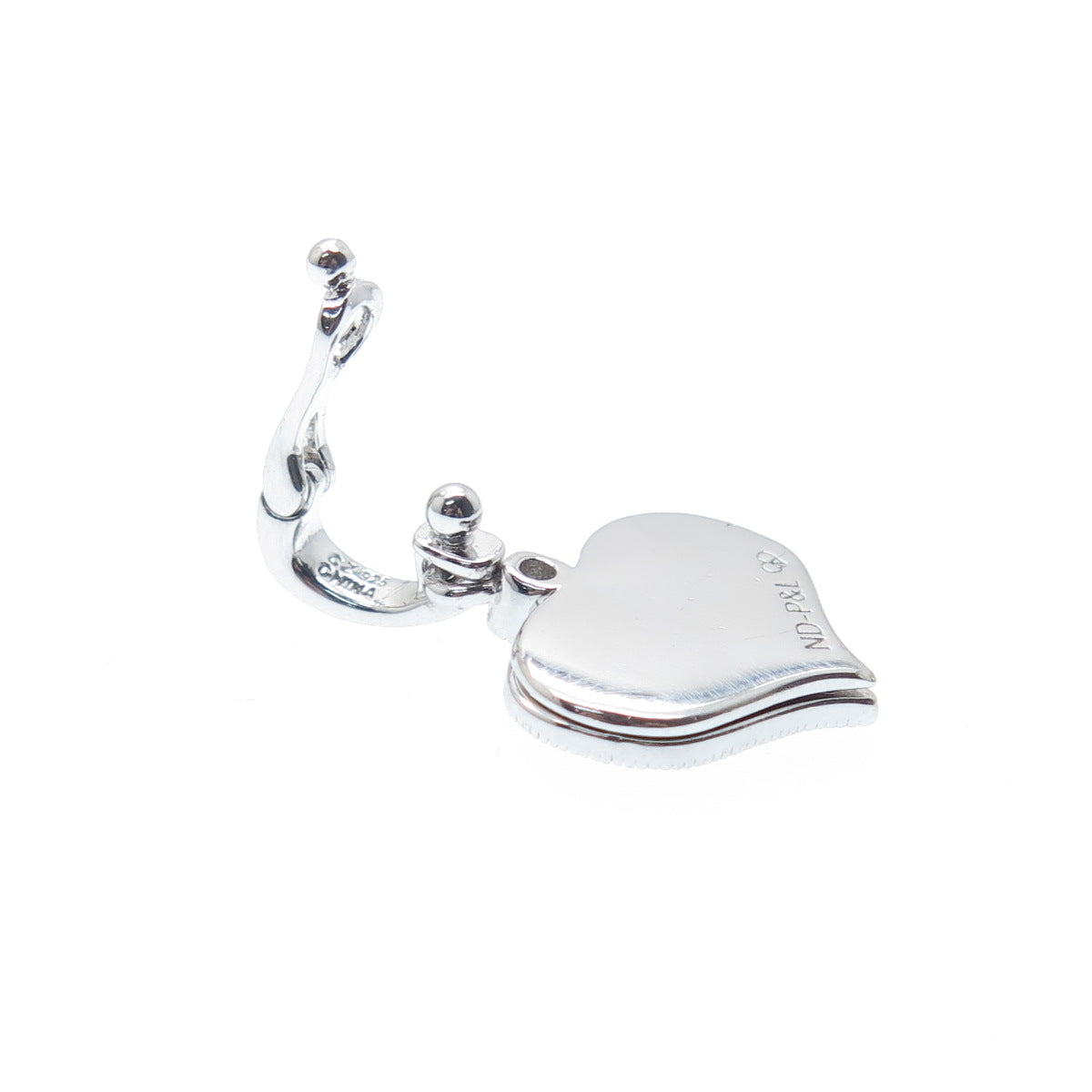 925 Sterling Silver Round-Cut C Z Peace Symbol Heart Minimalist Charm Pendant
