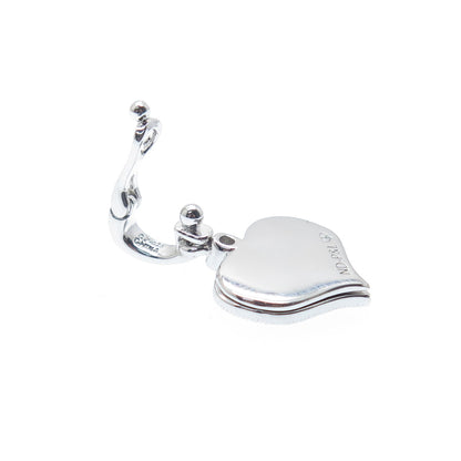 925 Sterling Silver Round-Cut C Z Peace Symbol Heart Minimalist Charm Pendant