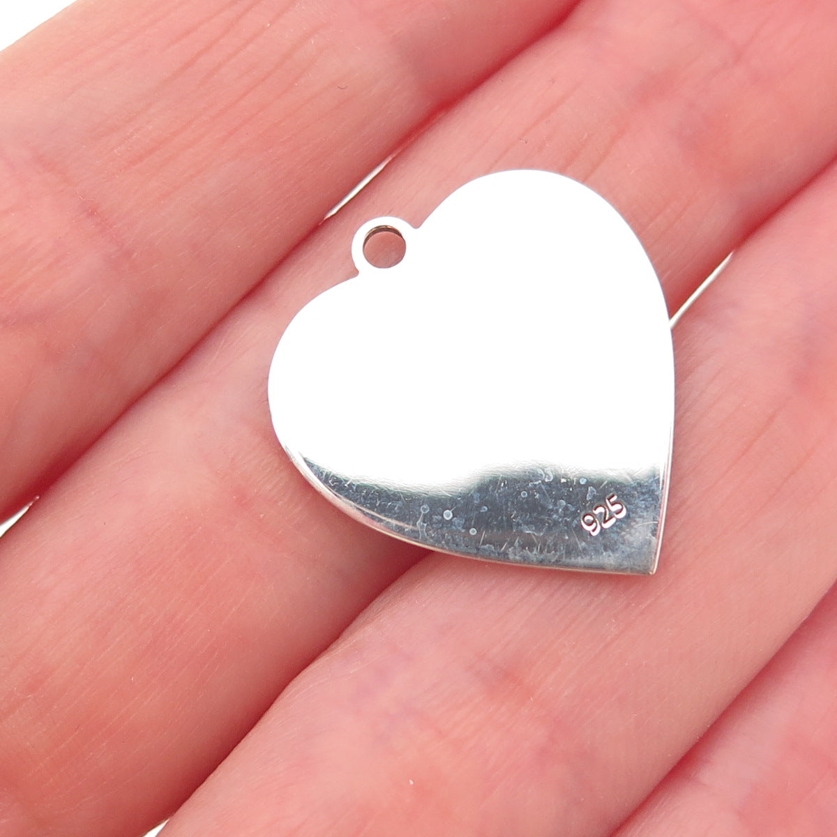 925 Sterling Silver Vintage Red Enamel Love Me, Dammit! Heart Charm Pendant