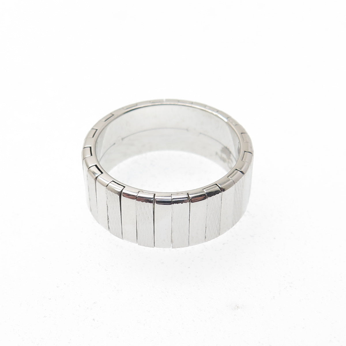 NEOS 925 Sterling Silver Textured Ribbed Band Ring Size 7.75