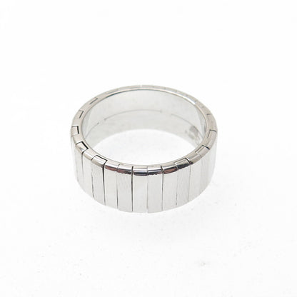 NEOS 925 Sterling Silver Textured Ribbed Band Ring Size 7.75