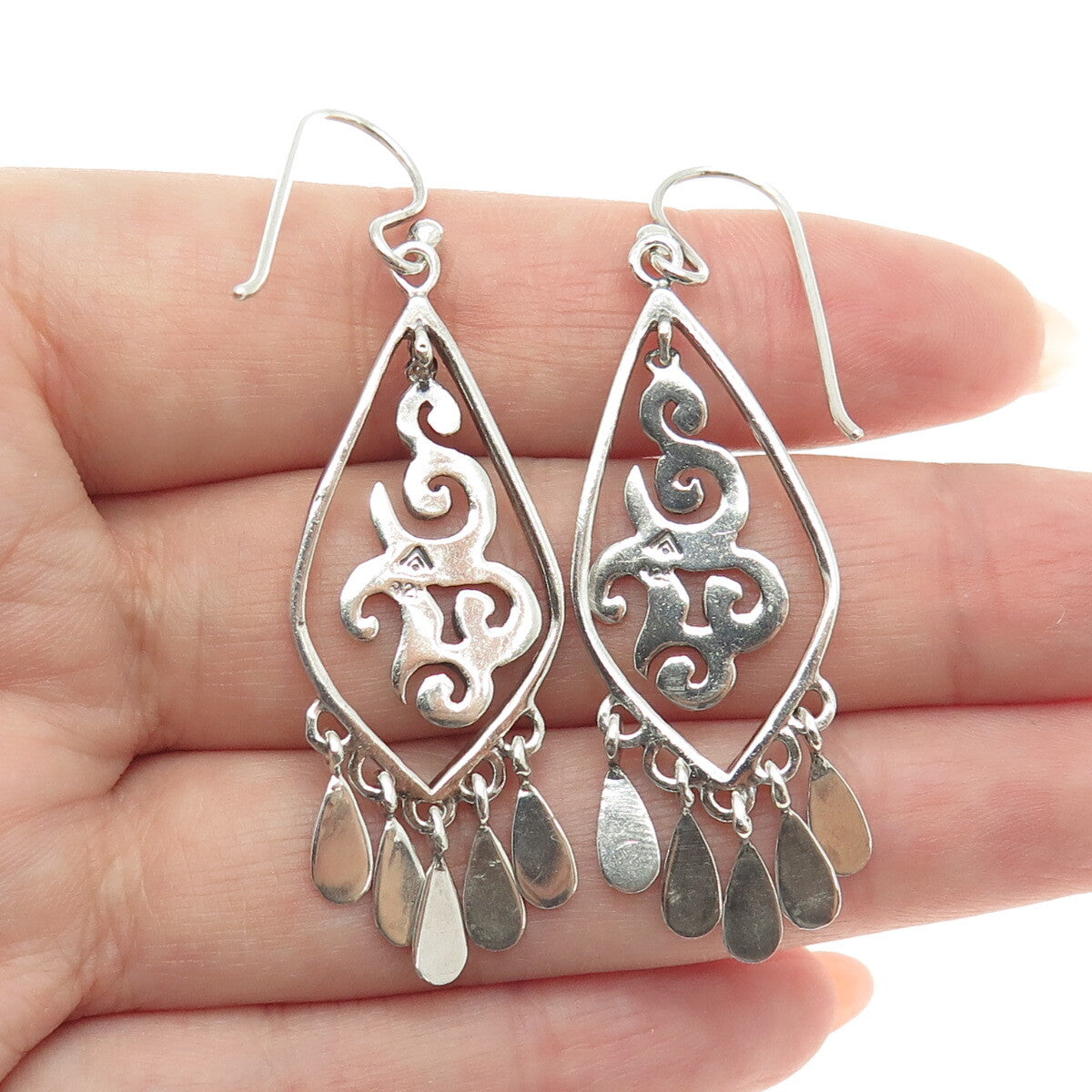 SILPADA 925 Sterling Silver Vintage Signature Scroll Dangle Earrings