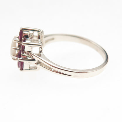 Monica Jain 925 Sterling Silver Real Opal & Amethyst Floral Ring Size 7.25