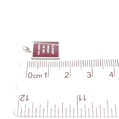925 Sterling Silver Enamel You Don't See Me Crying About It Minimalist Pendant