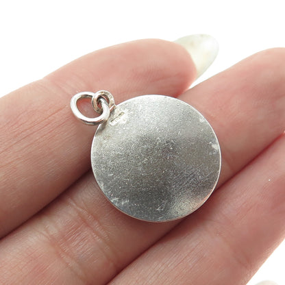 925 Sterling Silver Vintage Sint Maarten Netherlands Round Charm Pendant